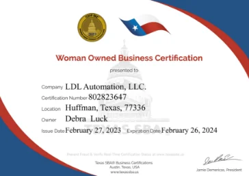 Woman-owned certificate